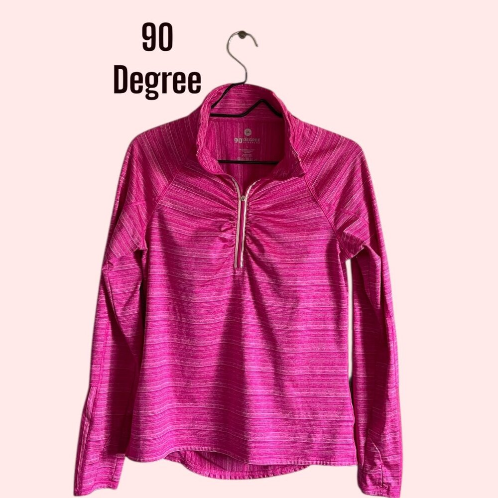 90 Degree By Reflex Half Zip Jacket Women L Pink Heather Athleisure Pullover EUC
